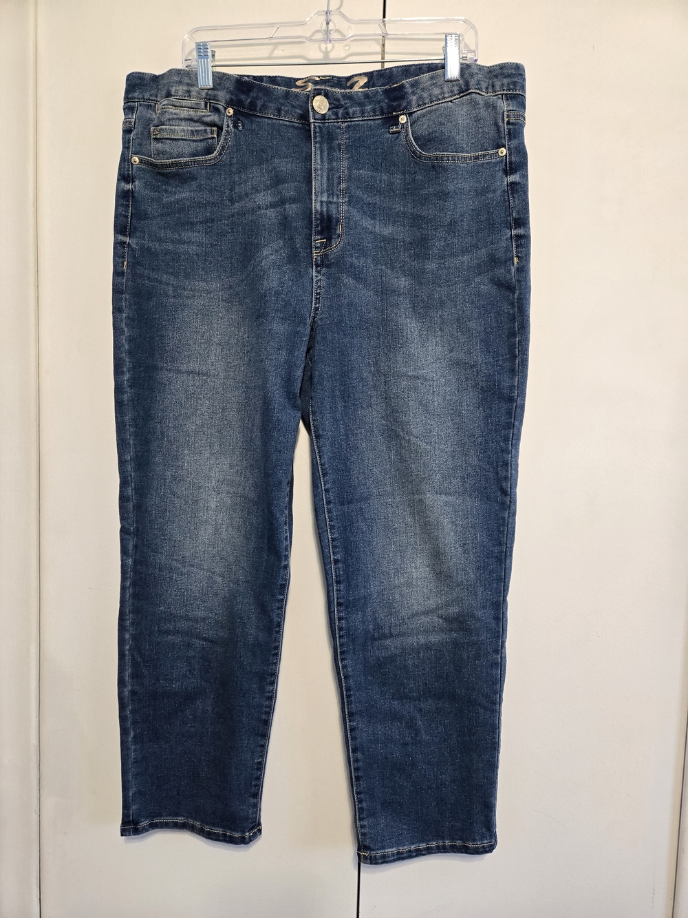 Seven7 Tower Straight Jeans 14 High Rise Stretch Ankle Crop 27" Inseam